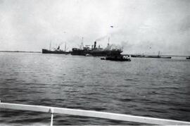 Ships in Tokyo Bay at Yokahama, Japan; written in pencil on the back: Yokohama 1924.