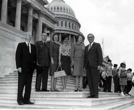 Representative Ben Reifel with the Winters and the Frenchs on the steps of the US Capitol