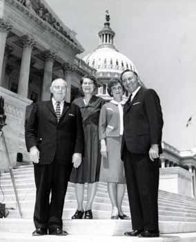 Representative Ben Reifel and Alice Reifel with Mr. and Mrs. William Sonday on the steps of the US Capitol in 1964
