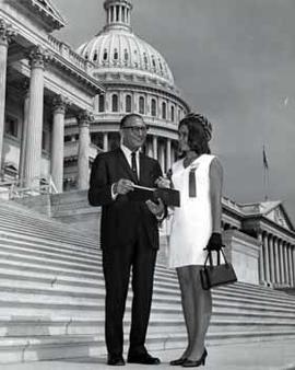 Representative Ben Reifel and Mary Ruth Franzen on the US Capitol steps in 1969