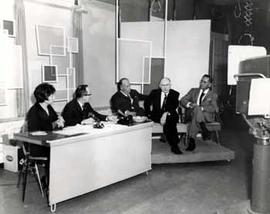 Senator Karl Mundt, Senator Francis Case, and Ben Reifel during an interview