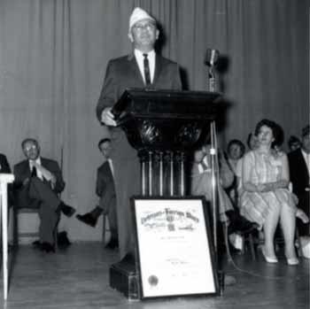 Representative Ben Reifel speaks at a VFW convention in Brookings, South Dakota in 1964