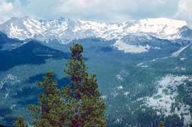 View of the Rocky Mountains near Estes Park, Colorado.