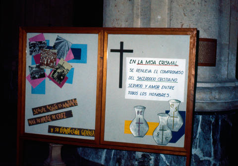 Bulletin board in church in Cuba