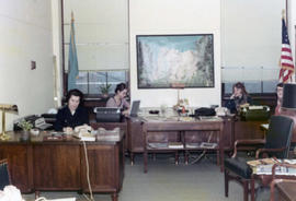 Frank Denholm's office staff at work in his Washington, D.C. office.