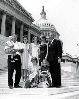 Representative Ben Reifel with the John Babcock family on the steps of the US Capitol in 1964