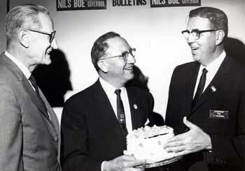 Representative Ben Reifel with Lem Overpeck at a Nils Boe for Governor campaign rally in 1964