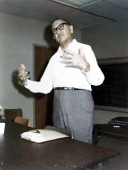 Representative Ben Reifel leads a workshop for counselors of Indian students in 1970
