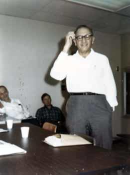 Representative Ben Reifel leads a workshop for counselors of Indian students in 1970