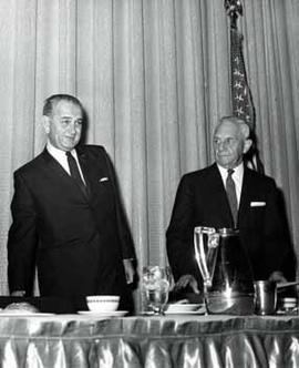 President Lyndon B. Johnson and Senator Frank Carlson at an event