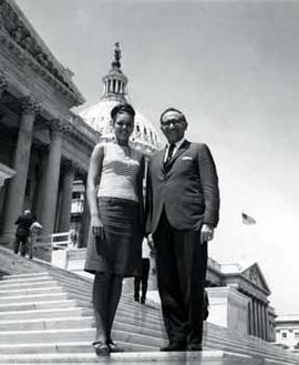 Representative Ben Reifel with Trish Holmes on the steps of the US Capitol