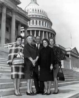Representative Ben Reifel and Alice Reifel with Core Fluke and Lynn Stoneboat on the steps of the US Capitol