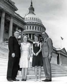Representative Ben Reifel with the Knutson family on the steps of the US Capitol