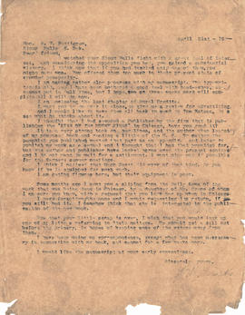 Letter: H.L. Loucks to R.F. Pettigrew, April 21, 1916
