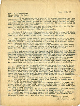 Letter: H.L. Loucks to R.F. Pettigrew, June 16, 1916