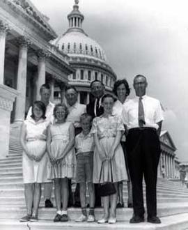 Representative Ben Reifel with constituents on the steps of the US Capitol in 1964