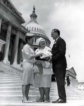 Representative Ben Reifel with League of Women Voters members in 1963