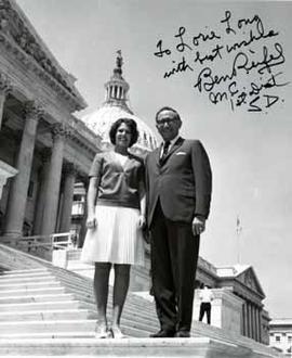 Representative Ben Reifel with Lorie Long on the steps of the US Capitol in 1966