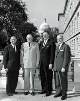 Representative Ben Reifel, Representative E.Y. Berry, Adjutant General Homer Jensen, and South Dakota Governor Archie Gubbrud in Washington, D.C. in 1963