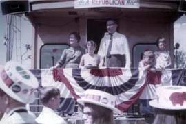 Representative Ben Reifel and Alice Reifel on the GOP Victory Special train in Lake Preston, South Dakota in 1968