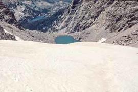 Andrews glacier and lake in the Rocky Mountains of Colorado.