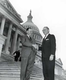 Representative Ben Reifel and Whit Rork on the US Capitol steps in 1965