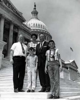 Representative Ben Reifel with Mr. and Mrs. Walt Bones on the steps of the US Capitol in 1963