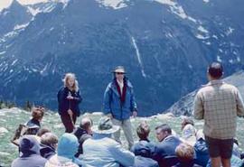 Alpine ecologist John Marr lecturing in the field to a University of Colorado Alpine Ecology class which Carter Johnson and Warren Keammerer attended.