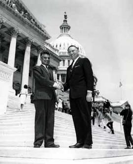 Representative Ben Reifel and N.D. Tiwari on the US Capitol steps in 1964