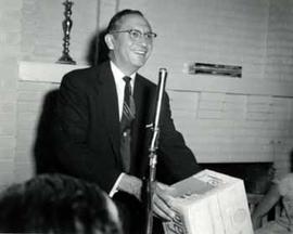 Representative Ben Reifel speaks at a druggist convention in Aberdeen, South Dakota in 1968
