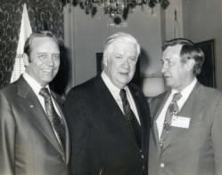 Congressman Frank Denholm (left), Senator Tip O'Neill (center), and another man at the South Dakota Legislative Rally