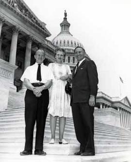 Representative Ben Reifel and Mr. and Mrs. U.C. Edwards on the steps of the US Capitol in 1964