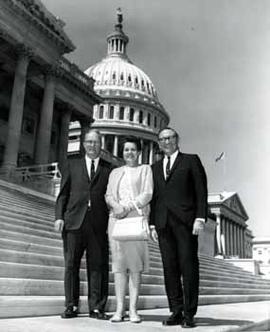 Representative Ben Reifel with Mr. and Mrs. Lloyd Amandson on the steps of the US Capitol