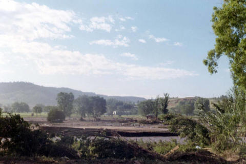 Flood damage in Rapid City, South Dakota following 15 inches of rain over a small area in the Black Hills caused Rapid Creek and other waterways to overflow on June 9, 1972.
