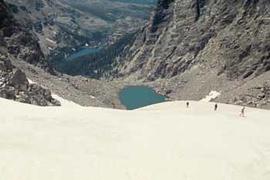 Andrews glacier and lake in the Rocky Mountains of Colorado.