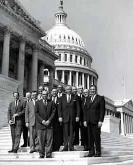 Representative Ben Reifel, Merlyn Johnson, South Dakota Governor Archie Gubbrud, and Representative E.Y. Berry in Washington, D.C. in 1963