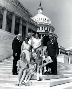 Representative Ben Reifel and Alice Reifel with the Harold Van Beckern family on the steps of the US Capitol in 1965