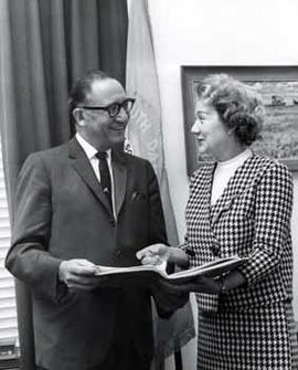 Representative Ben Reifel and Margaret Ferguson of the South Dakota Nurses Association in 1967