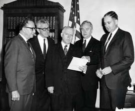 Representative Ben Reifel with Leroy Collins, John Flynt, John T. Connor, and Mark Andrews