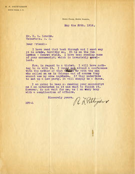 Letter: R.F. Pettigrew to H.L. Loucks, May 30, 1916
