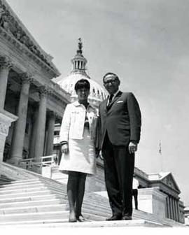 Representative Ben Reifel with Sandy Smit on the steps of the US Capitol