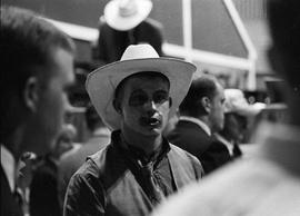 Rodeo clown during the 1998 Little International Agricultural Exposition at South Dakota State University.