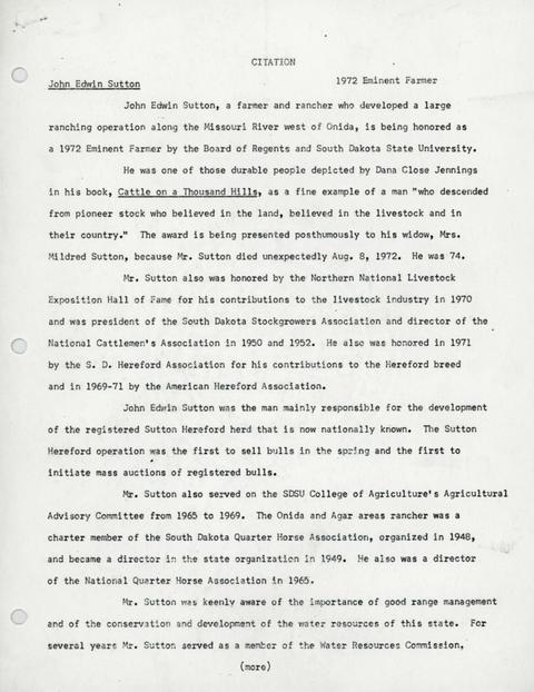 Citation of John E. Sutton