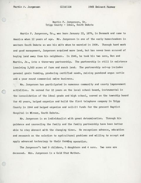 Citation of Martin Jorgensen, Sr.