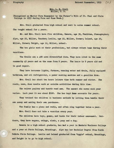 Citation of Mrs. L.B. Croll