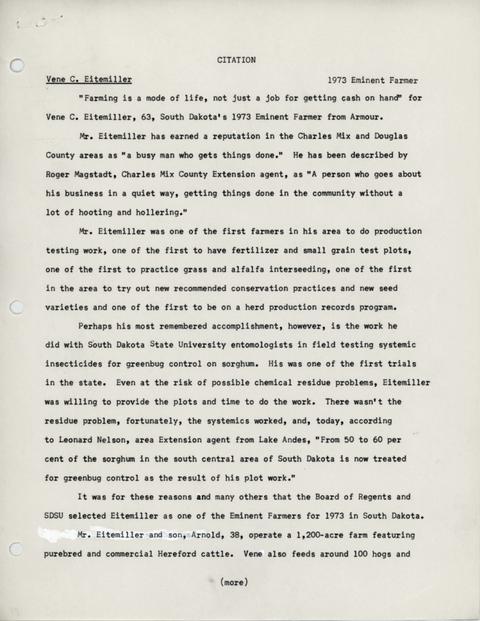 Citation of Vene C. Eitemiller