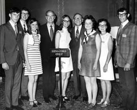 Representative Ben Reifel and Senator George McGovern meet with 4-H club members in 1970