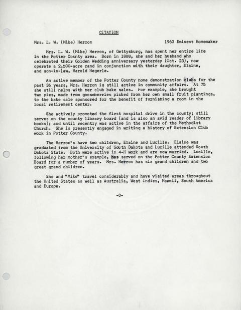 Citation of Mrs. L.W. Herron