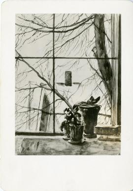 Postcard from a painting of a window by Ada B. Caldwell