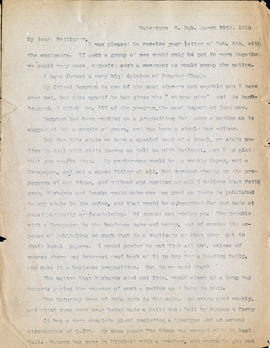 Letter: H.L. Loucks to R.F. Pettigrew, March 10, 1915